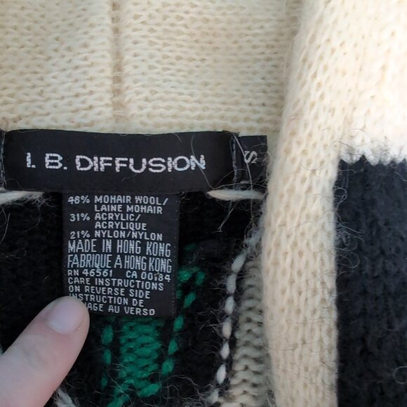 I.B. Diffusion Mohair Wool Abstract Long Cardigan Coat Multicolor – Women’s S - Picture 6 of 9